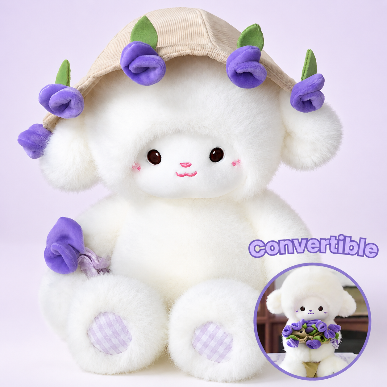 Lumasheep™-Peluche oveja con tulipanes azules